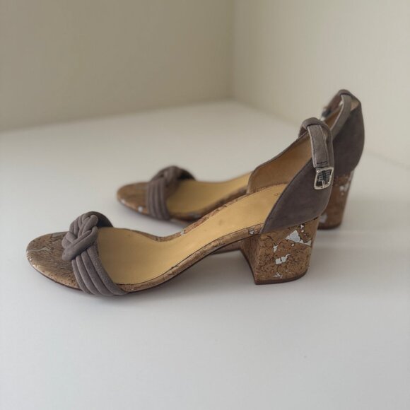 Alexandre Birman Vicky-chiara knot Sandals cork block heel Size 41 in taupe - Picture 2 of 15